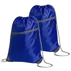 Foto van Sport gymtas/rugtas/draagtas - 2x - blauw met rijgkoord 34 x 44 cm van polyester - gymtasje - zwemtasje