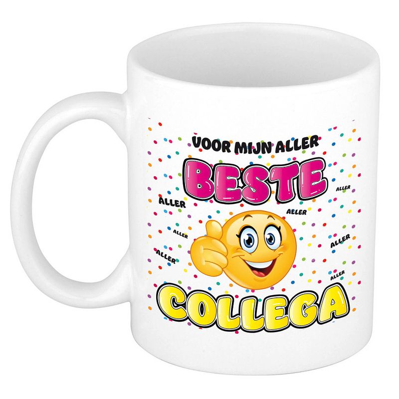 Foto van Bellatio decorations cadeau mok voor collega - grappig - keramiek - 300 ml - beste collega - feest mokken