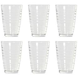 Foto van 12x stuks transparante waterglazen/drinkglazen streep relief 300 ml van glas - drinkglazen