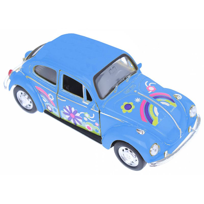 Foto van Toi-toys auto volkswagen beetle bloemen 10,5 cm blauw