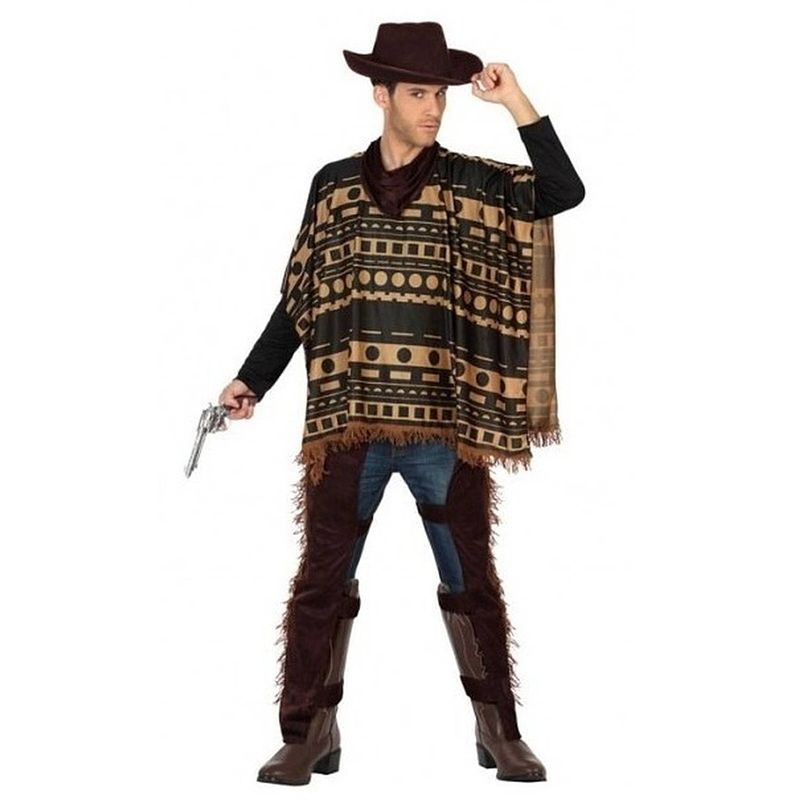 Foto van Cowboy kostuum met poncho voor heren m/l - carnavalskostuums