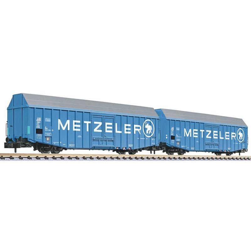 Foto van Liliput l260161 n 2-delige set grote goederenwagons „metzeler” hbbks van de db