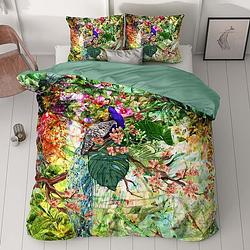 Foto van Dekbedovertrek jalaina - lits-jumeaux (240x220 cm) - groen polyester - dessin: dieren, natuur - sleeptime - dekbed-discounter.nl