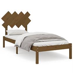 Foto van The living store bedframe grenenhout - honingbruin - 205.5 x 95.5 x 31 cm - comfortabel hoofdeinde - geschikt voor 90 x