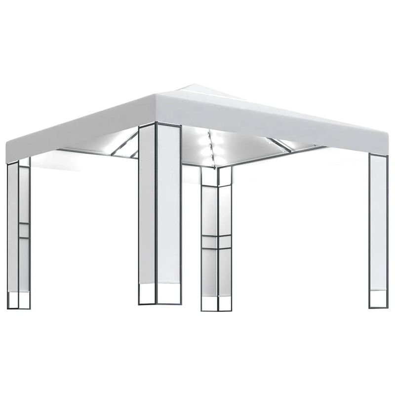 Foto van Vidaxl prieel met dubbel dak en led-lichtslinger 3x3 m wit