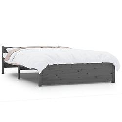 Foto van The living store bedframe massief grenenhout - grijs - 140 x 200 cm - stabiel en comfortabel