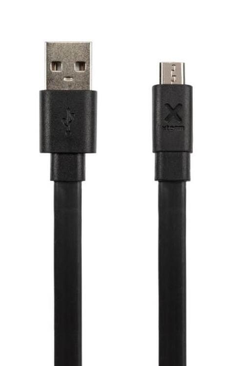 Foto van Xtorm flat usb to micro usb cable (3m) black - overig (8718182274684)