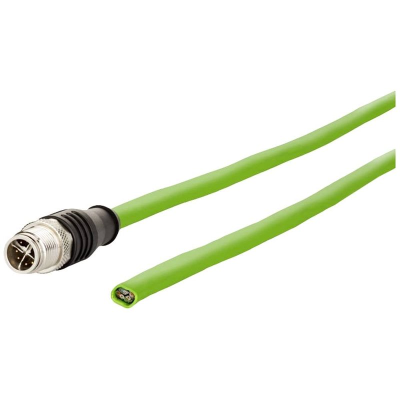 Foto van Metz connect 142m2x10010 m12 netwerkkabel, patchkabel cat 6a s/ftp 1.00 m groen pur-mantel, zuurbestendig, ozonbestendig, uv-bestendig, sleepketting geschikt,