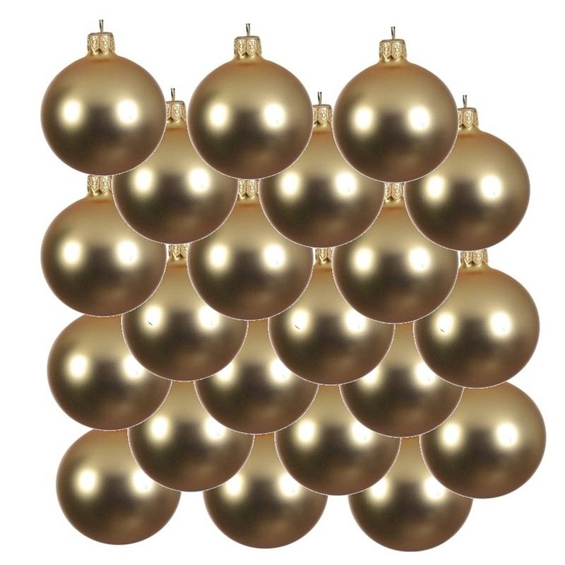 Foto van 18x glazen kerstballen mat goud 6 cm kerstboom versiering/decoratie - kerstbal