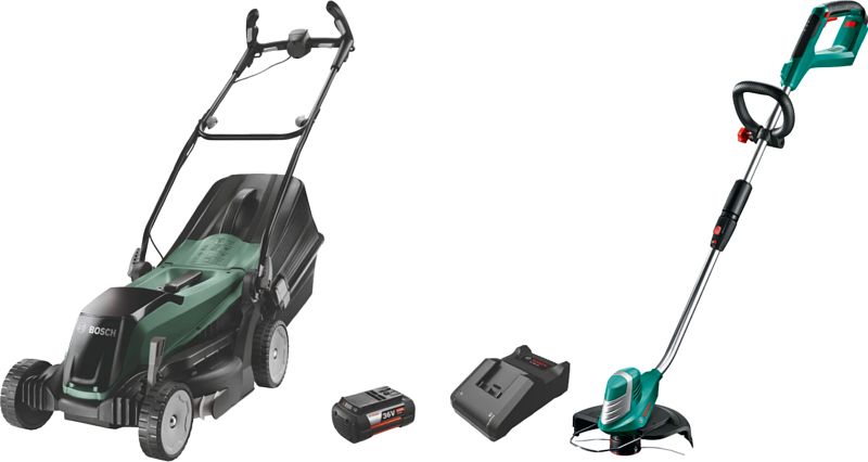 Foto van Bosch easyrotak 36-550 + bosch advancedgrasscut 36 li