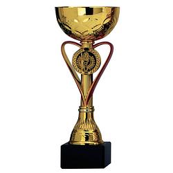 Foto van Luxe trofee/prijs beker - goud met rood hart - metaal - 20 x 8 cm - fopartikelen