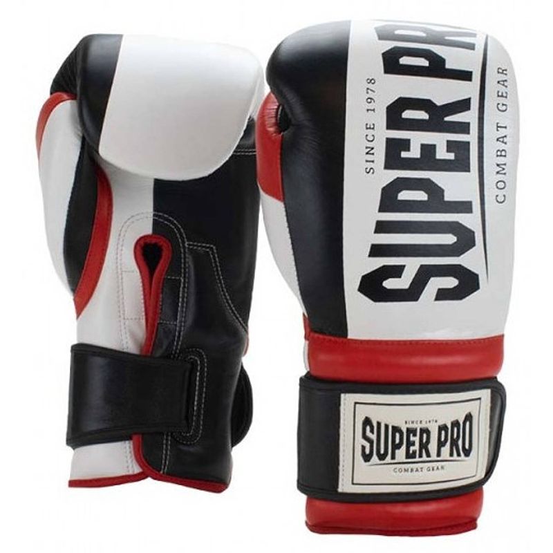 Foto van Super pro kickbokshandschoenen combat gear bruiser leer zwart mt 10oz