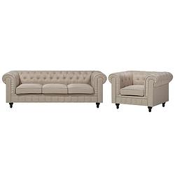 Foto van Beliani chesterfield - zitgroep-beige-polyester