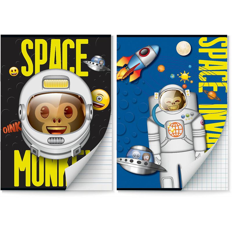 Foto van Emoji - space monkey schriften lijn en ruit 10 mm a4 - 4 stuks