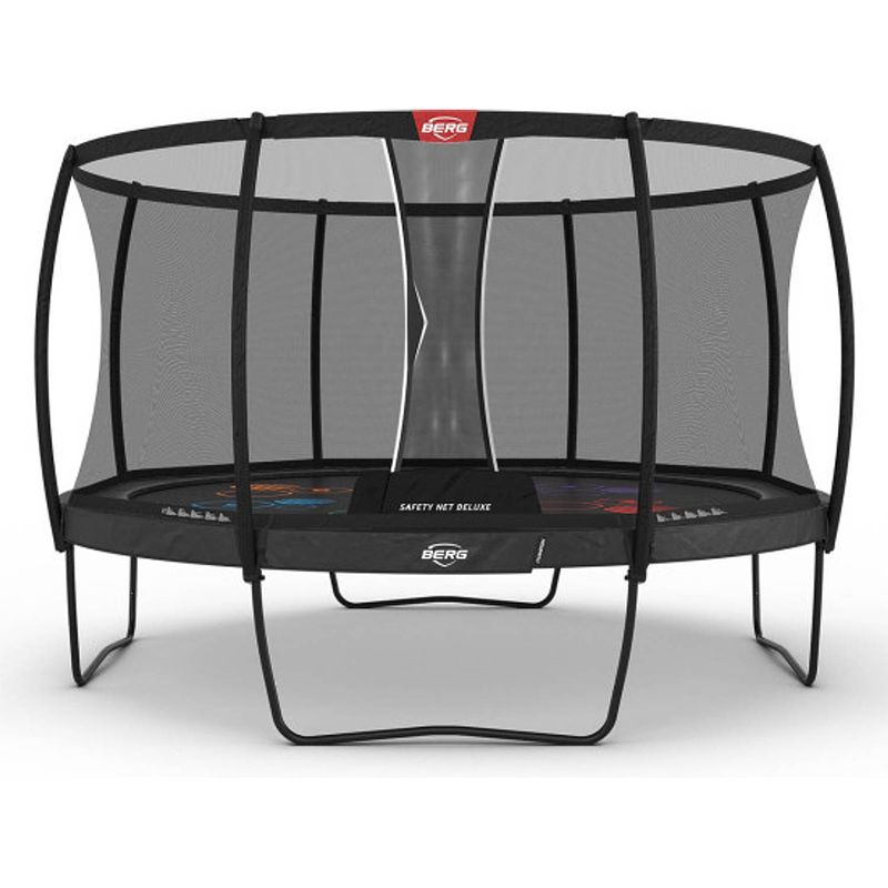 Foto van Berg trampoline champion levels met veiligheidsnet - safetynet deluxe xl - regular - 430 cm - grijs