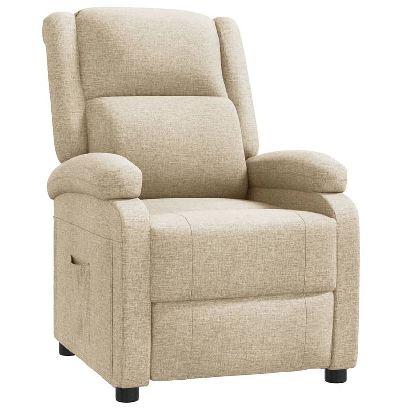 Foto van The living store leunstoel comfort plus - fauteuil creme - 71x90.5x96cm - verstelbare rugleuning en voetensteun