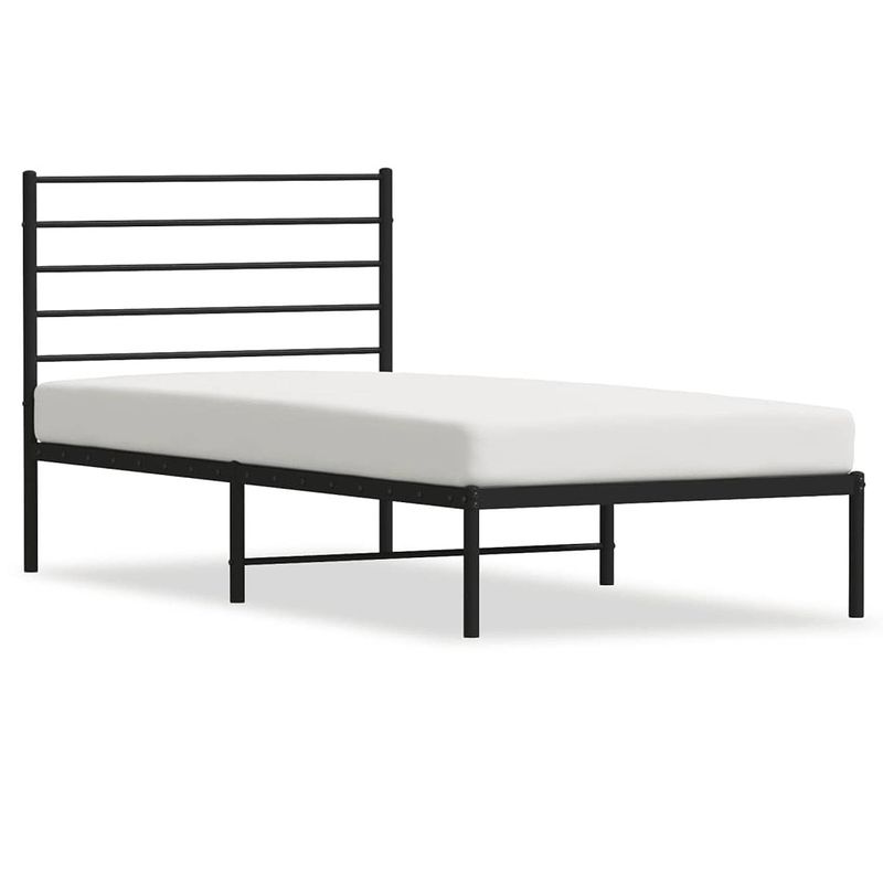 Foto van Vidaxl bedframe met hoofdbord metaal zwart 107x203 cm