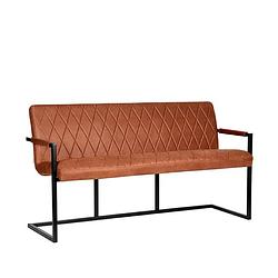 Foto van Label51 eetkamerbank denmark - cognac - microfiber - 155 cm