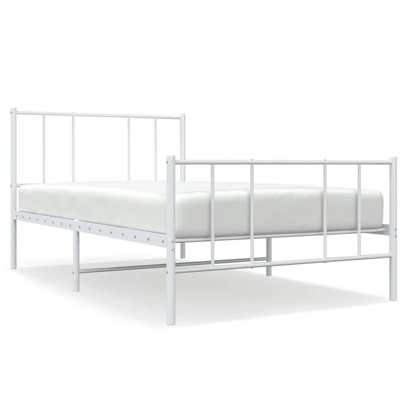 Foto van Vidaxl bedframe met hoofd- en voeteneinde metaal wit 107x203 cm