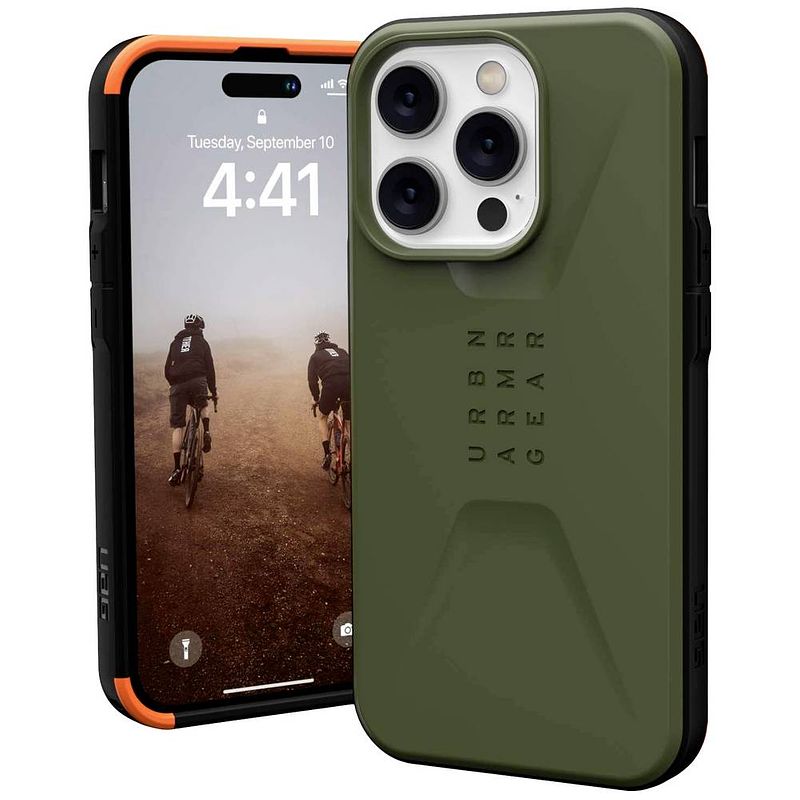 Foto van Urban armor gear civilian case apple iphone 14 pro olijf