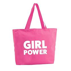 Foto van Girl power shopper tas - fuchsia roze - 47 x 34 x 12,5 cm - boodschappentas / strandtas