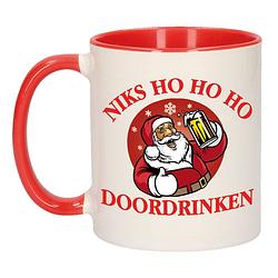 Foto van Grappige kerst mok/beker - niks ho ho ho doordrinken - rood - bekers