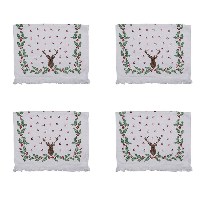 Foto van Haes deco - gastendoek / handdoek - 40x66 cm - 100% katoen - holly christmas