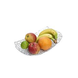 Foto van Fruitschaal/fruitmand rechthoekig zilver metaal 33 x 19 cm - fruitschalen