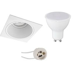 Foto van Led spot set - aigi - pragmi minko pro - gu10 fitting - inbouw vierkant - mat wit - 8w - helder/koud wit 6400k -