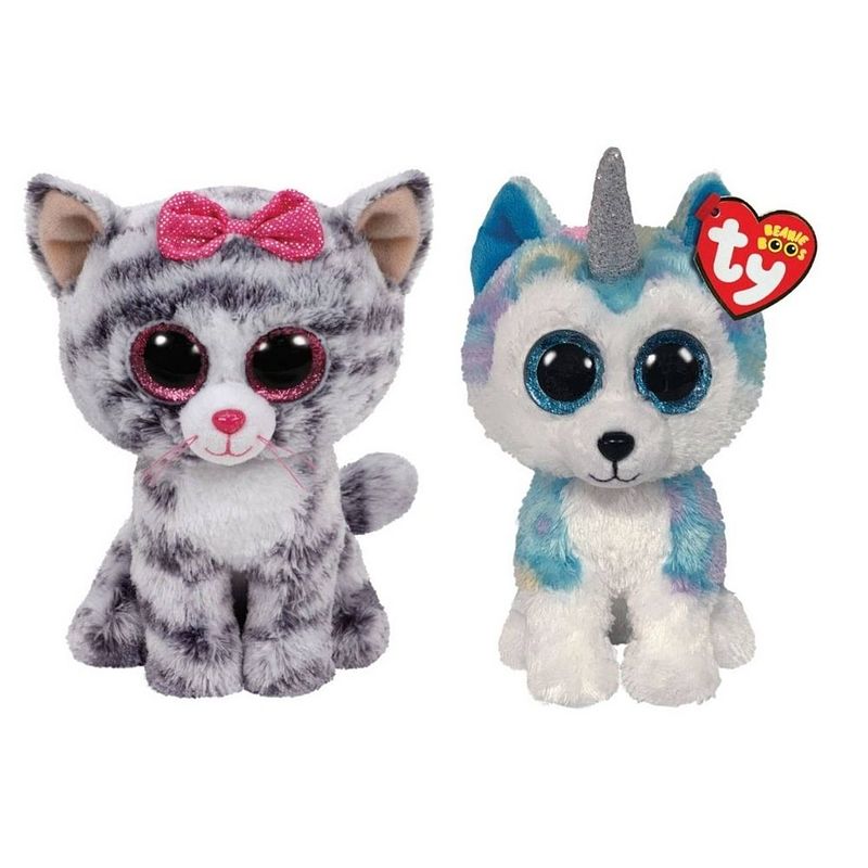 Foto van Ty - knuffel - beanie boo's - kiki cat & helena husky