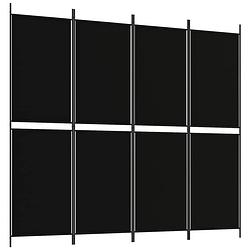 Foto van Vidaxl kamerscherm met 4 panelen 200x180 cm stof zwart