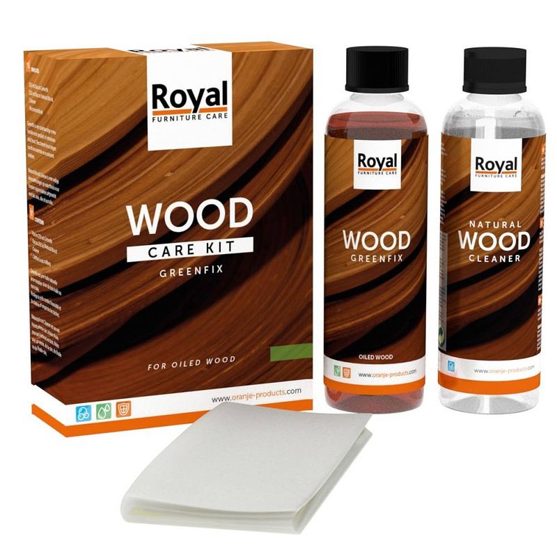 Foto van Oranje furniture care greenfix wood care kit + cleaner