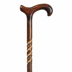 Foto van Classic canes houten wandelstok - beukenhout - bruin - spiraal - schaduw - voor heren en dames - lengte 92 cm