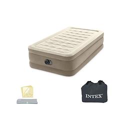 Foto van Intex ultra plush - luchtbed - 1-persoons - 99x191x46 cm (bxlxh) - beige - met ingebouwde motorpomp