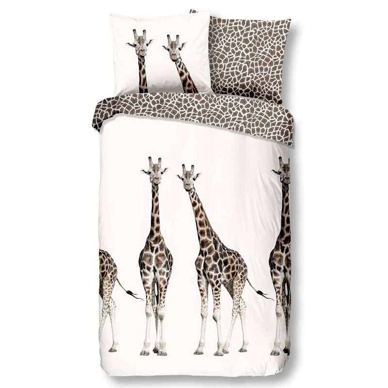 Foto van Good morning giraffe dekbedovertrek - katoen - 1-persoons (140x200/220 cm + 1 sloop) - ecru