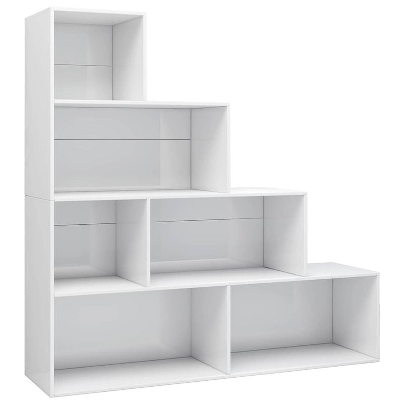 Foto van The living store boekenkast bewerkt hout - 155x24x160cm - hoogglans wit