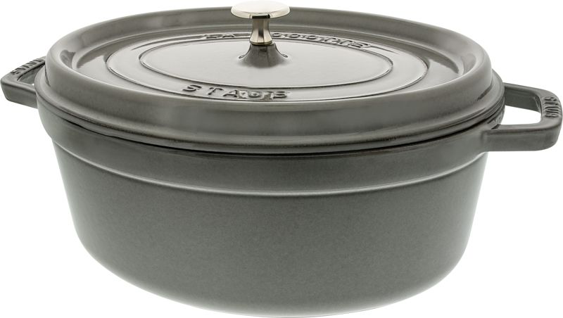 Foto van Staub ovale stoof-/braadpan 31 cm grafietgrijs