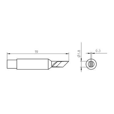 Foto van Weller rtm 025 k ms soldeerpunt mespunt 45° grootte soldeerpunt 2.5 mm lengte soldeerpunt: 19 mm inhoud: 1 stuk(s)