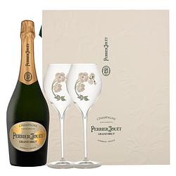 Foto van Perrier jouet grand brut & 2 glazen 75cl wijn