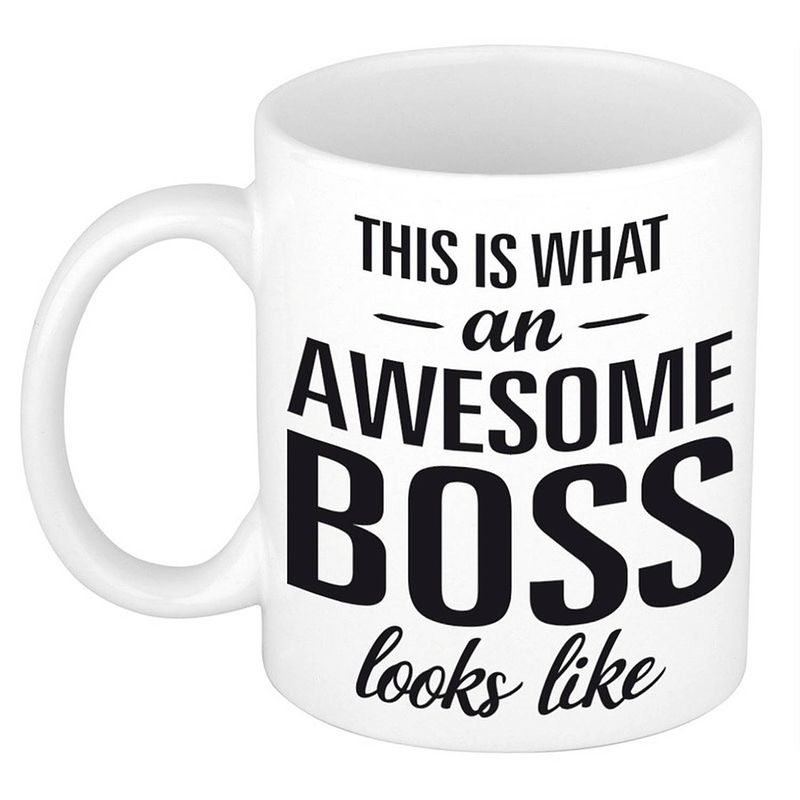 Foto van Awesome boss cadeau mok / beker voor baas 300 ml - feest mokken