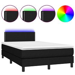 Foto van The living store boxspring - led - 203x120x78/88 cm - zwart stof - verstelbaar hoofdbord - pocketvering matras -