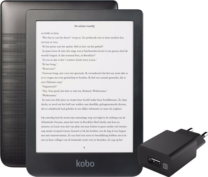 Foto van Kobo clara hd + xtrememac oplader met usb a poort 12w zwart