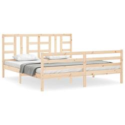 Foto van The living store massief grenen houten bedframe - 205.5 x 185.5 cm - onbehandeld hout