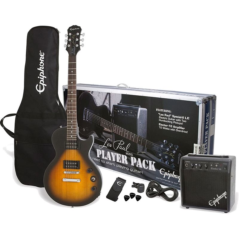 Foto van Epiphone les paul player pack vintage sunburst starterset met versterker