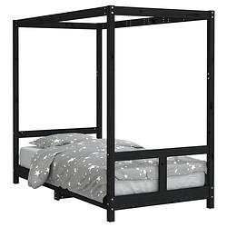 Foto van Vidaxl kinderbedframe 80x160 cm massief grenenhout zwart