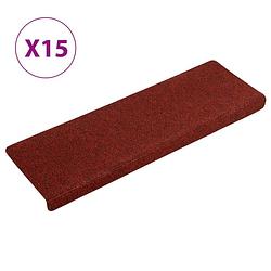 Foto van Vidaxl trapmatten 15 st 65x21x4 cm naaldvilt rood