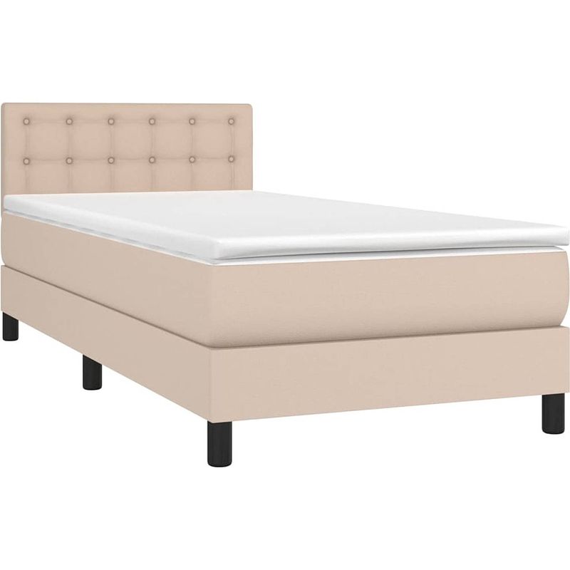 Foto van The living store boxspringbed - cappuccino - kunstleer - 203 x 80 x 78/88 cm - pocketvering