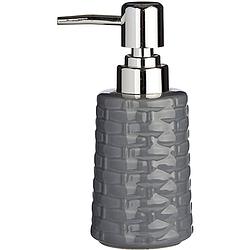 Foto van Zeeppompje/dispenser van keramiek - grijs/zilver - 350 ml - zeeppompjes