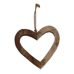 Foto van Dijk natural collections hangdecoratie hart hout 28x28x1.7cm bruin