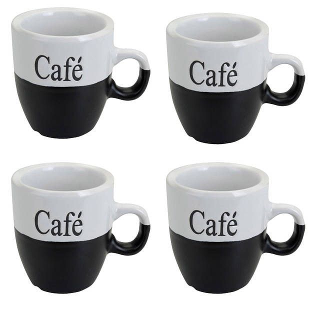 Foto van Koffiemok - set 6x stuks - zwart - keramiek - 150 ml - bekers